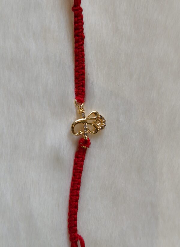 Red color with Golden Ganesh Design Rakhi - Image 2