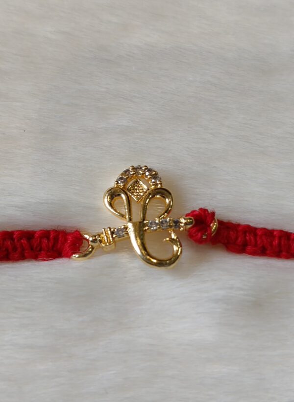 Red color with Golden Ganesh Design Rakhi - Image 3