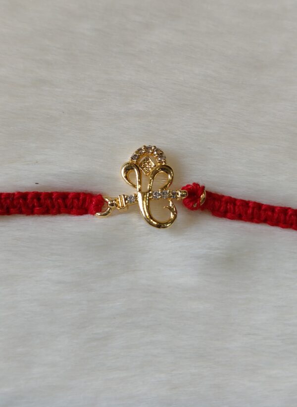 Red color with Golden Ganesh Design Rakhi - Image 4