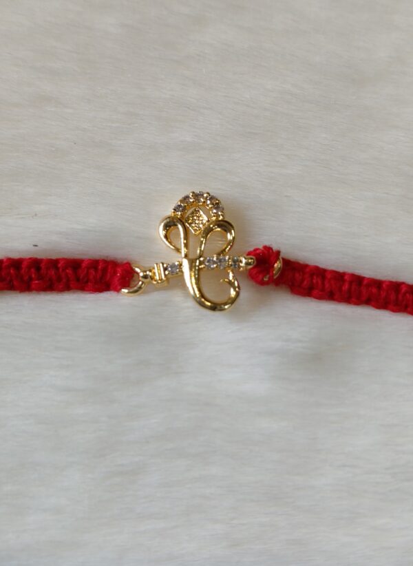Red color with Golden Ganesh Design Rakhi - Image 5