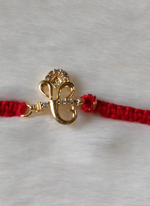Red color with Golden Ganesh Design Rakhi - Image 6