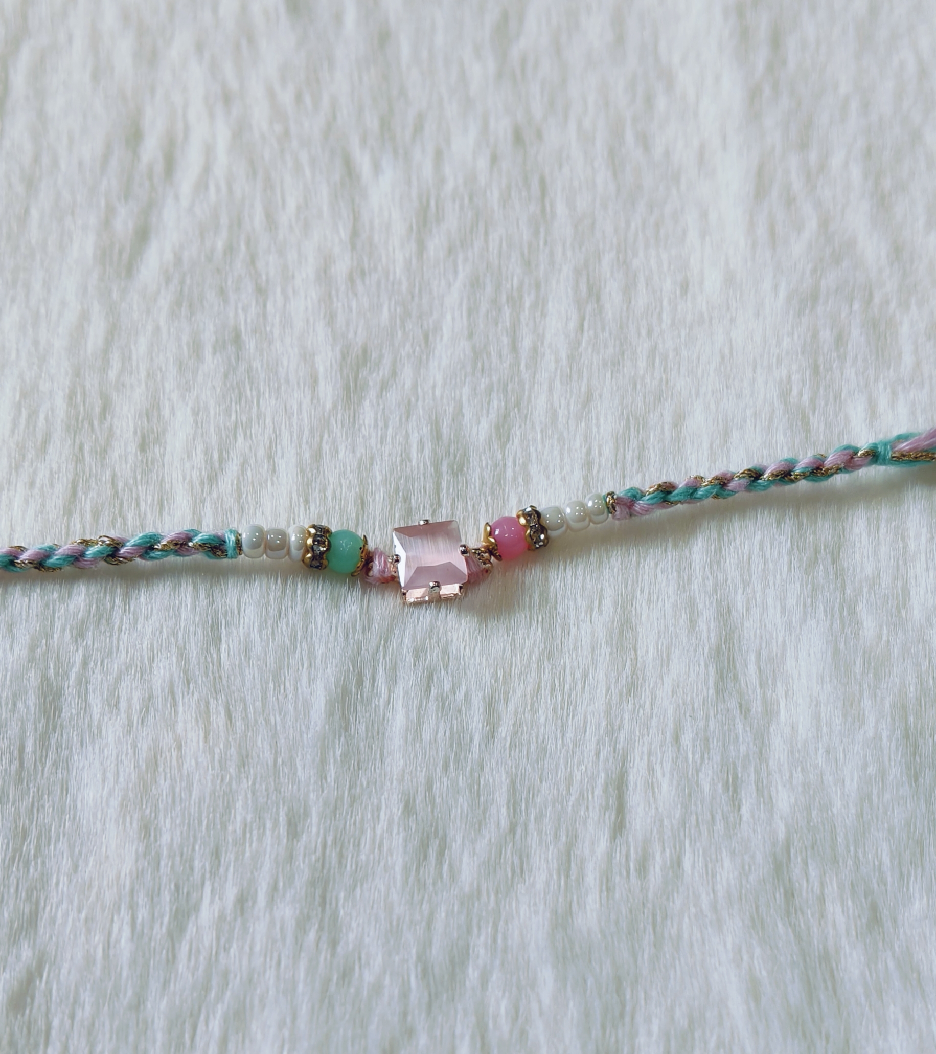 Blue and Pink color with Square Pearl in Pink