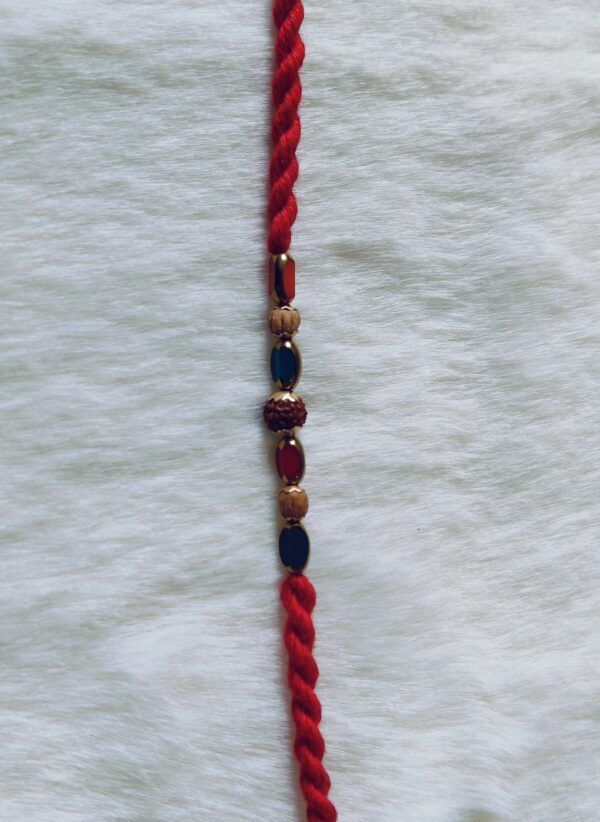 Red color with Rudraksha and Pearls in Blue and Red color - Image 5