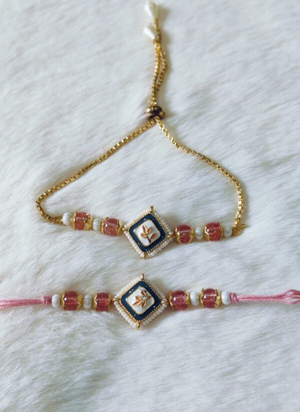 Pink Color with Orange Flower in square design - Image 2
