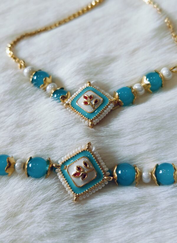 Light Blue Color with Red Flower in square design