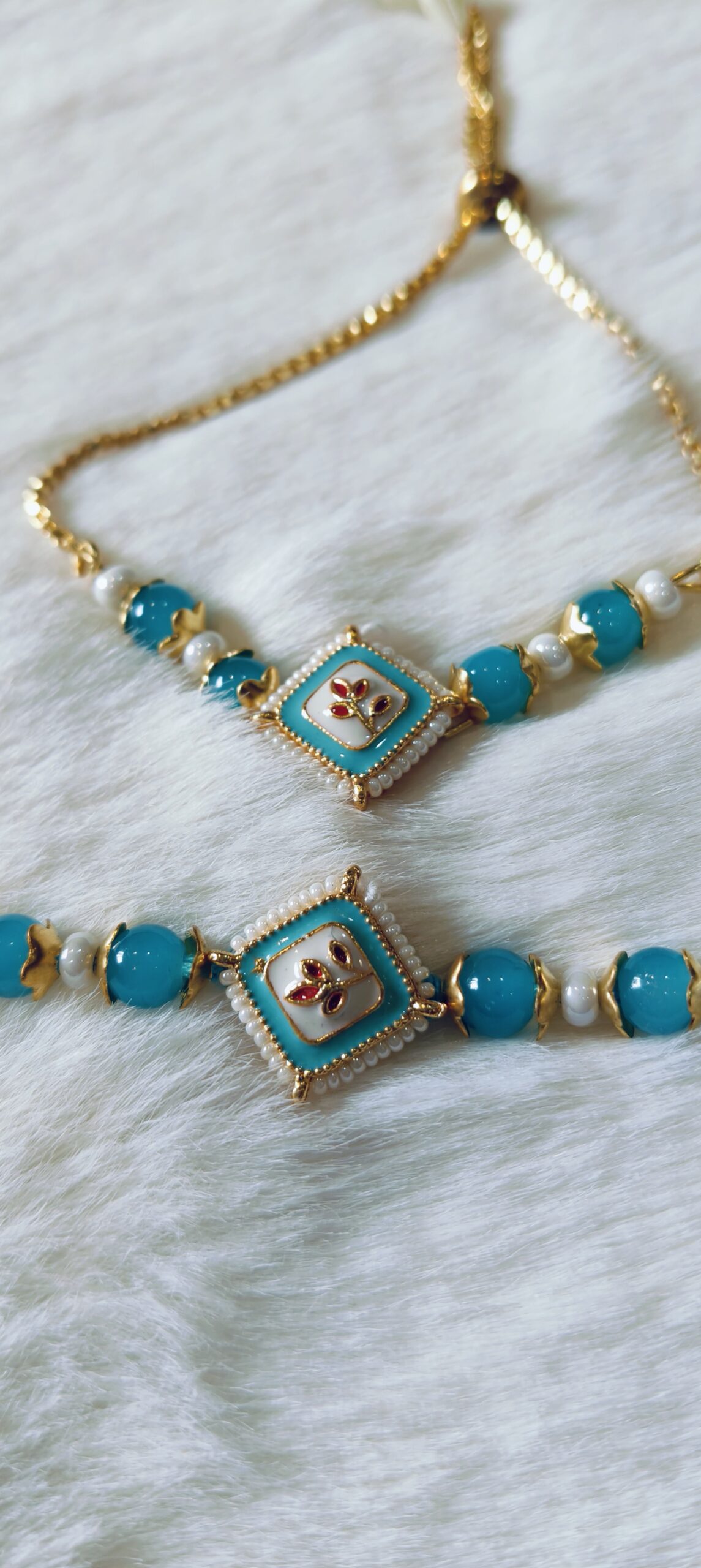 Light Blue Color with Red Flower in square design