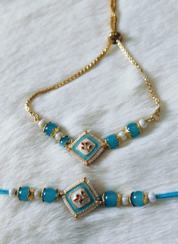 Light Blue Color with Red Flower in square design - Image 6