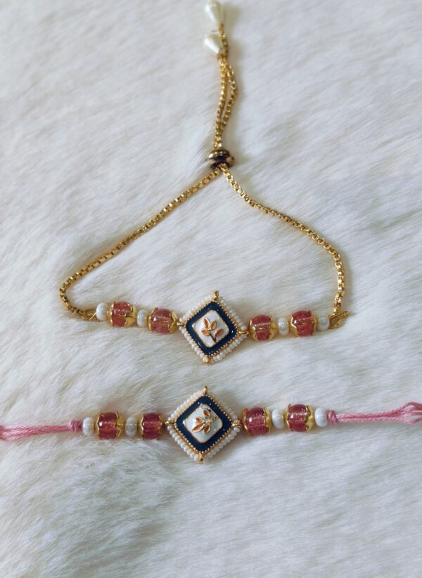 Pink Color with Orange Flower in square design - Image 4