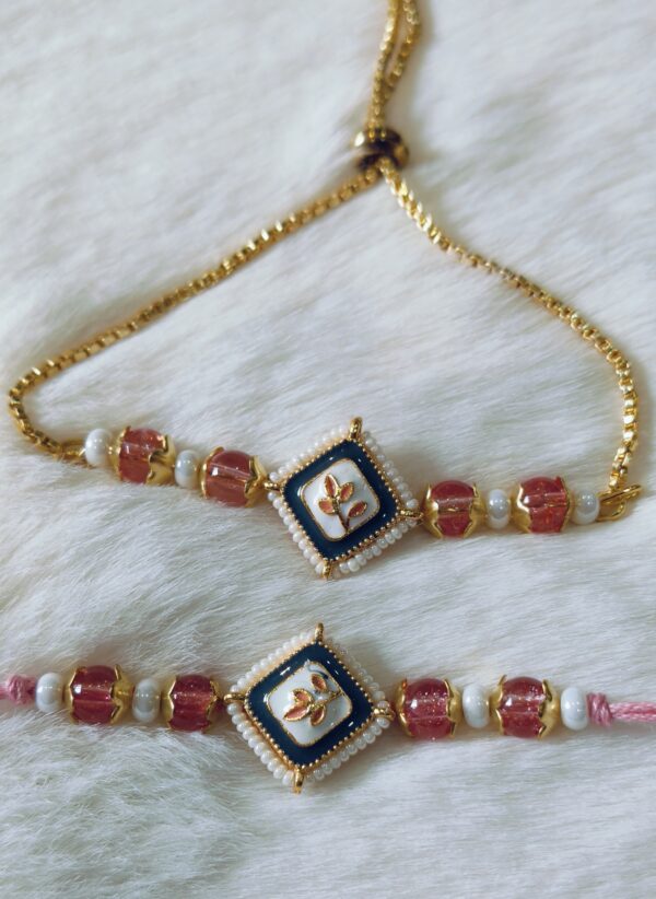 Pink Color with Orange Flower in square design - Image 6