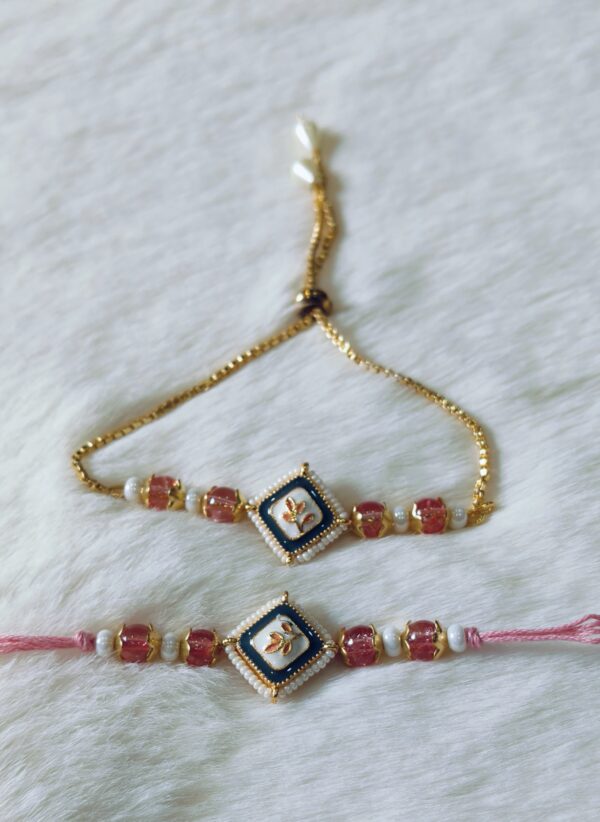 Pink Color with Orange Flower in square design - Image 7