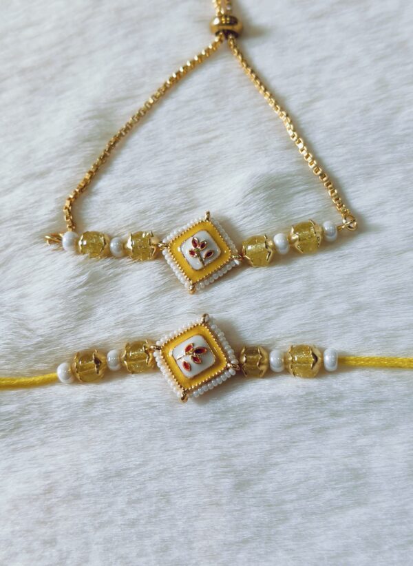 Yellow Red Color with Red Flower in square design