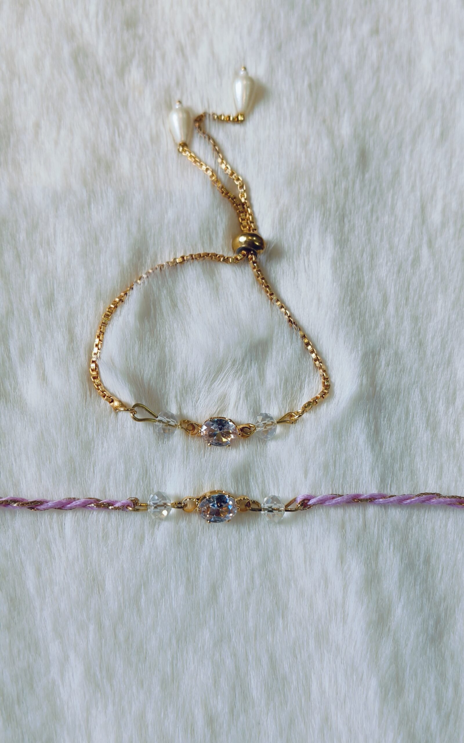 Couple Rakhi - Golden an pearls and Maroon Pearls