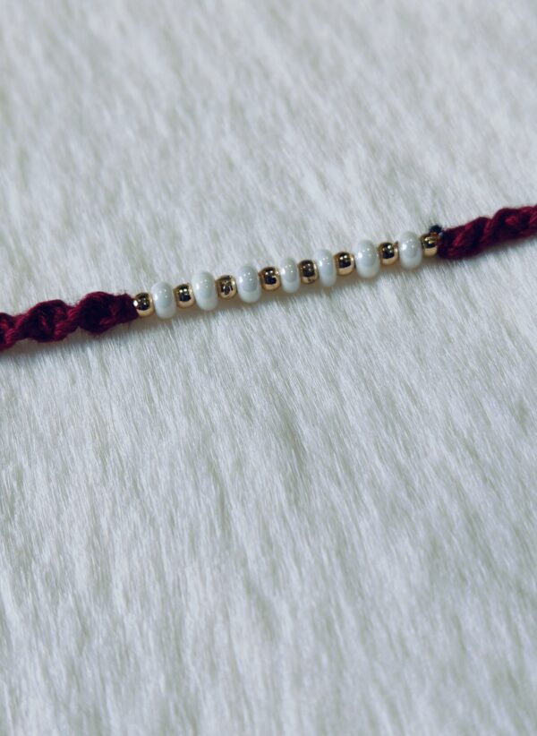 Dark Red color with white and golden pearls - Image 2