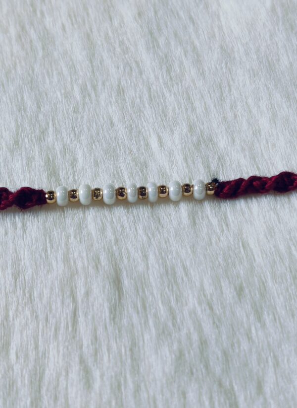 Dark Red color with white and golden pearls - Image 3