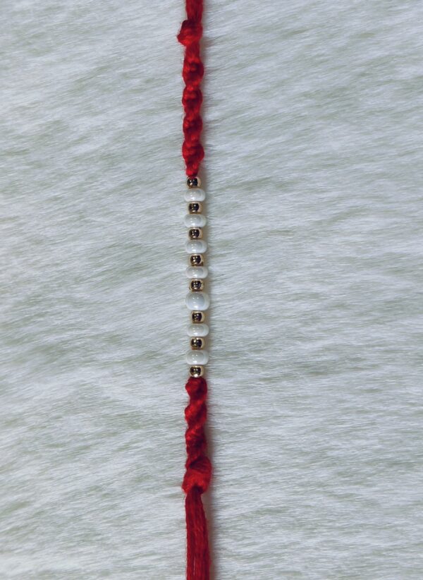 Red color with white and golden pearls - Image 2