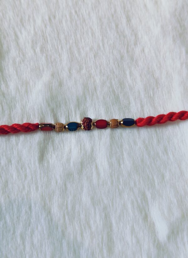 Red color with Rudraksha and Pearls in Blue and Red color - Image 6