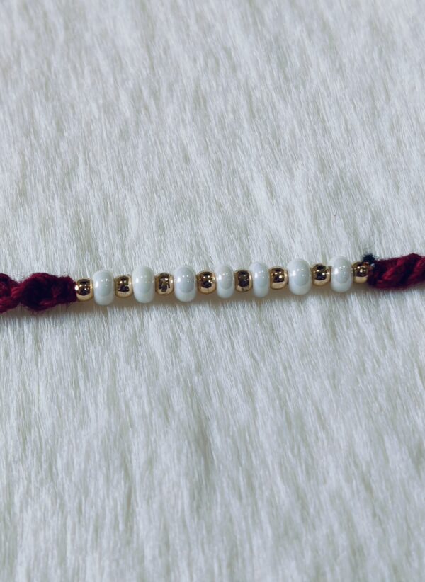 Dark Red color with white and golden pearls - Image 4