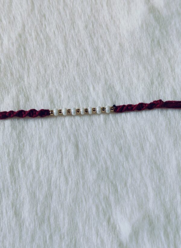 Dark Red color with white and golden pearls - Image 5