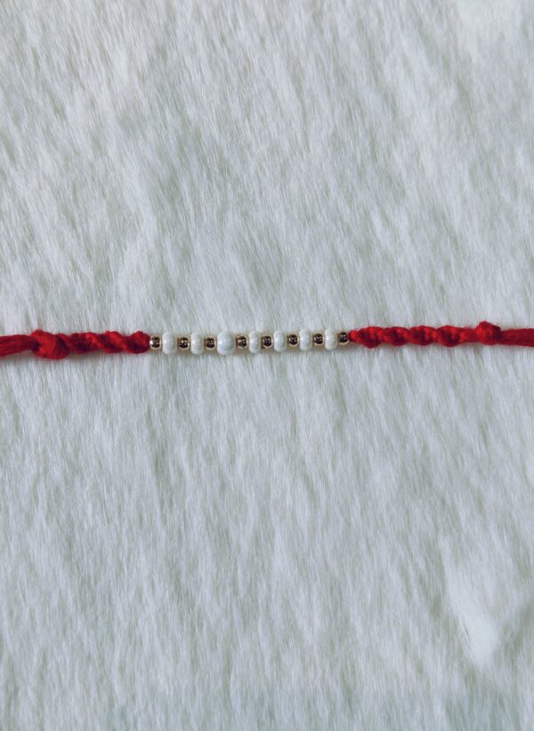 Red color with white and golden pearls - Image 3