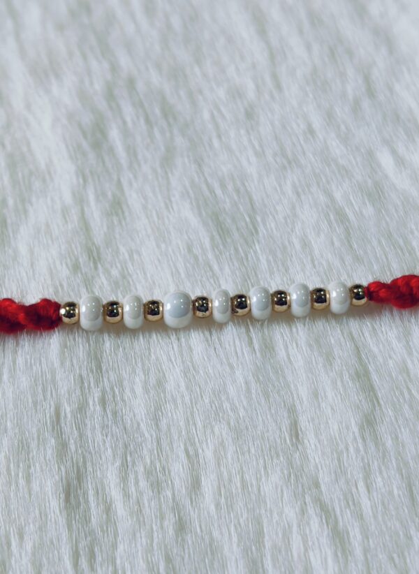 Red color with white and golden pearls - Image 5