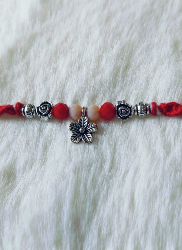 Red Color with White and Red pearls with flower